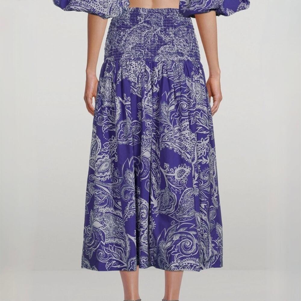 MARA HOFFMAN Nicole Midi Skirt In Emonia Print - Purple- Organic Cotton - Size M - Picture 2 of 6